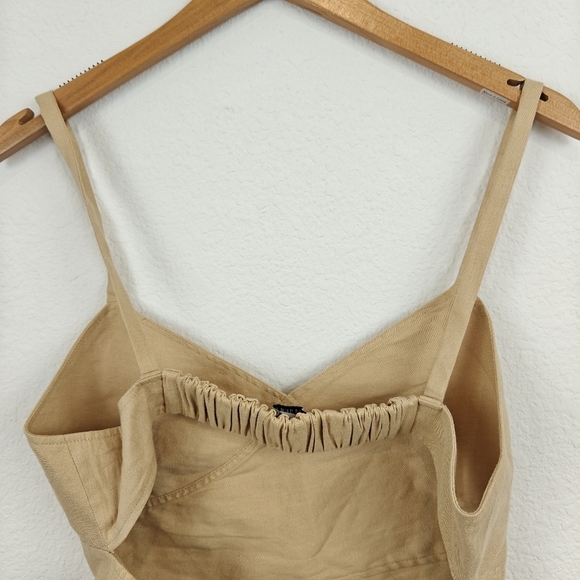 Derek Lam 10 Crosby Linen Gianna Wrap Bustier Tan Crop Top Size 8 Women's - Picture 14 of 15
